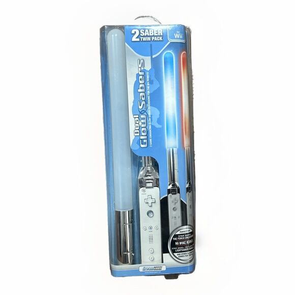 Dreamgear 2 Saber Pack Red & Blue Glow Sabers w/ Cradles for Nintendo Wii! New - Picture 1 of 3